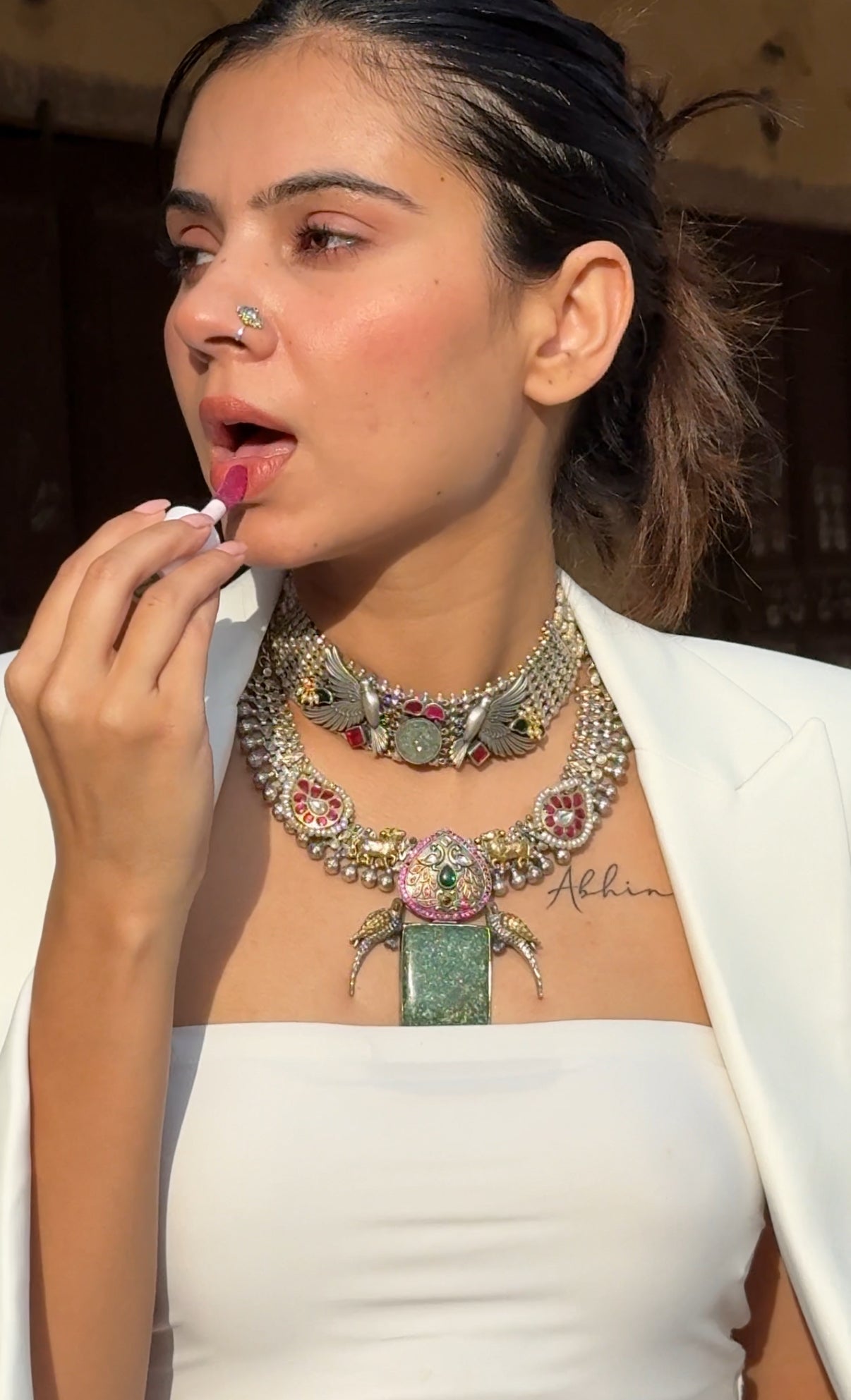 Emerald parrot royalty necklace set